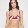 ESPRIT Brela Beach Padded Plunge Bra Stripe - Bikinitop - Dark Red 3